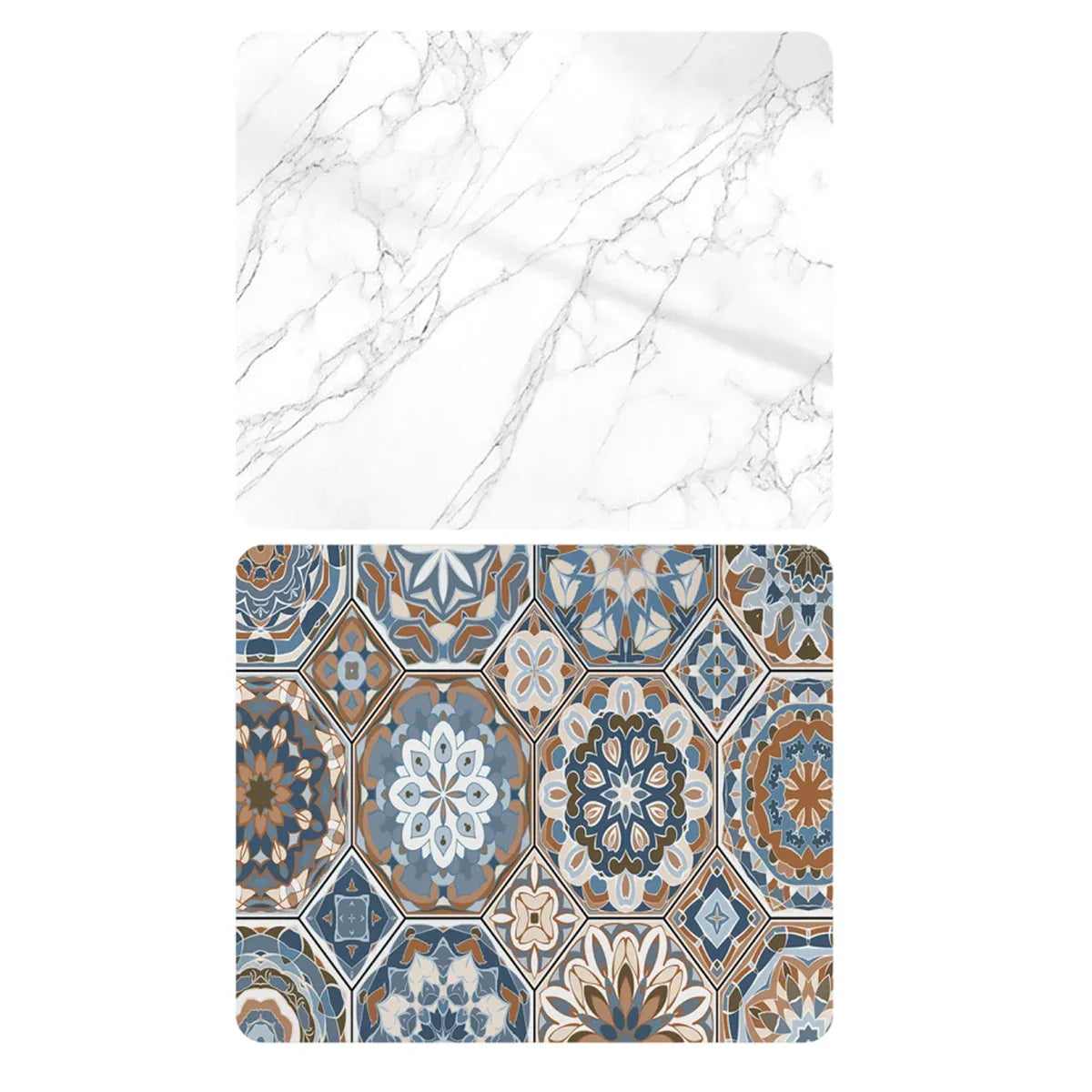 Washing Machine Water Absorbent Mat Quick Dry Dust Proof for Laundry Room Use - White Marble Pattern
