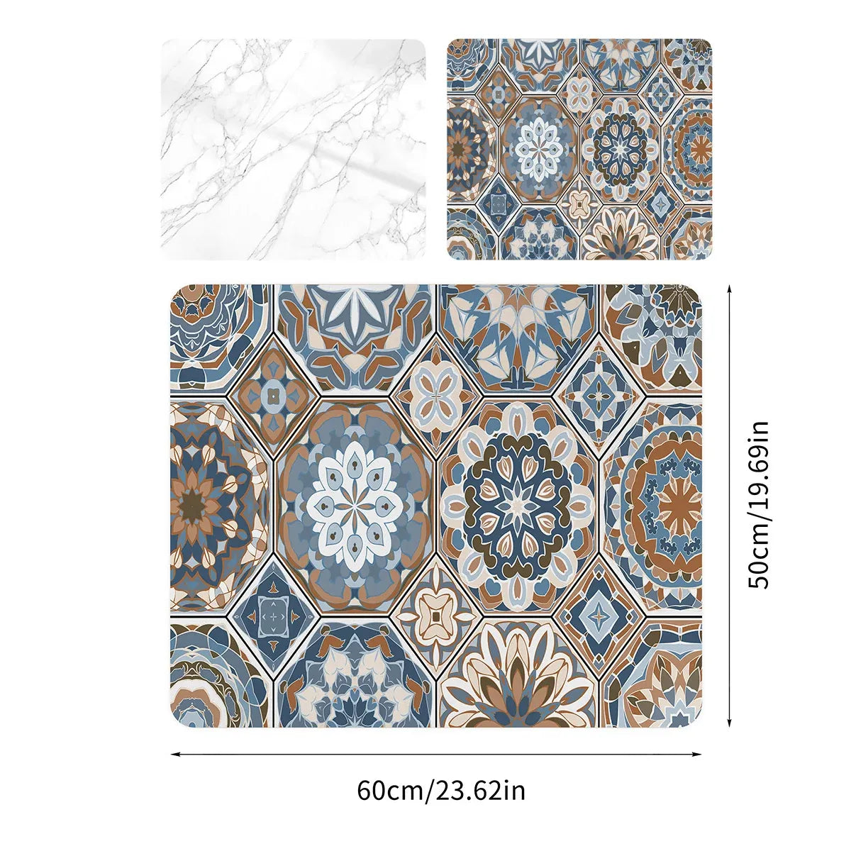 Washing Machine Water Absorbent Mat Quick Dry Dust Proof for Laundry Room Use - White Marble Pattern