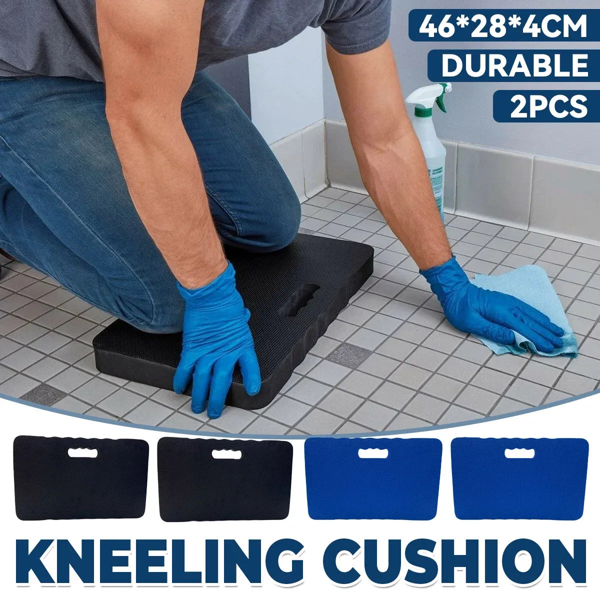 2Pcs Waterproof Anti-Slip Kneeling Cushion Home Garage Repair Knee Guard - Blue