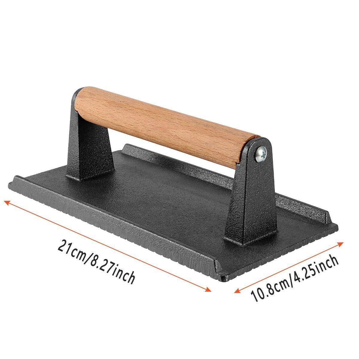 Cast Iron Meat Press Rectangular Grill BBQ Steak Press for Outdoor Cooking