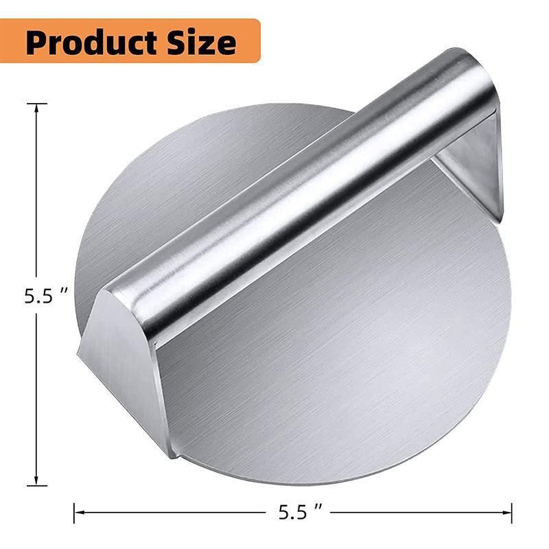 Stainless Steel Burger Press 14cm Meat Smasher for BBQ Griddle Kitchen Use