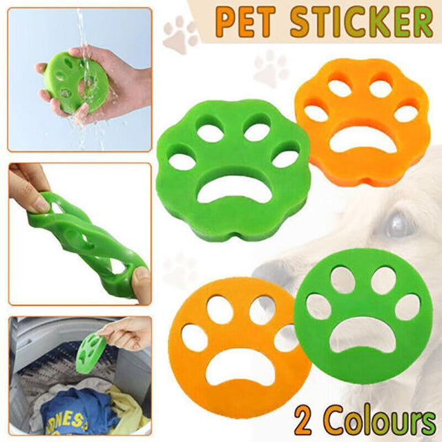 2/4PCS Pet Hair Remover Cat Fur Dog Lint Catcher Laundry 2xFlower (Yellow/Green)