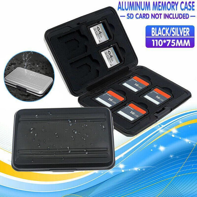 Waterproof Memory Card Case Holder Sd Microsd Sdhc Tf Cards Black Silver Silver