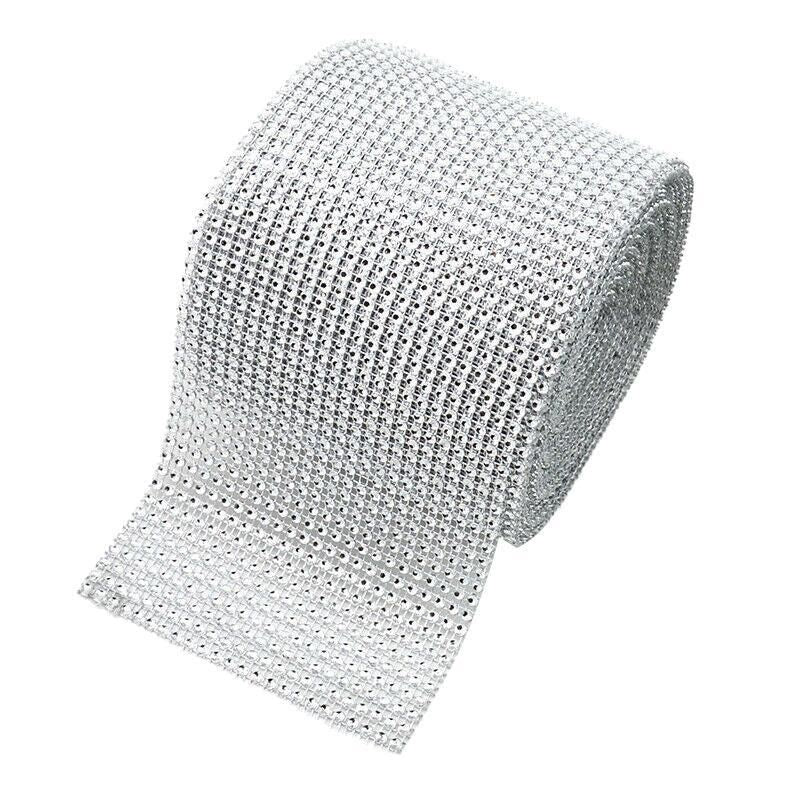 9m Diamante Diamond Ribbon Crystal Silver Rhinestone Mesh Wrap Wedding Party