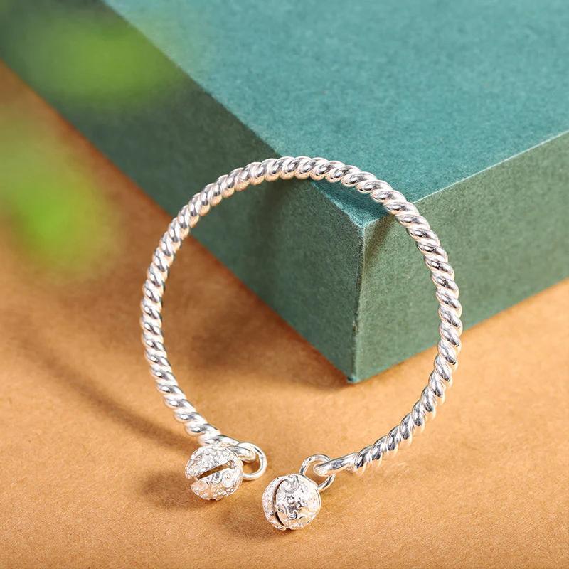 Bangle Bowknot Bells Bracelet Korean Opening Wrist Chain Women Silver Bracelet - Bell