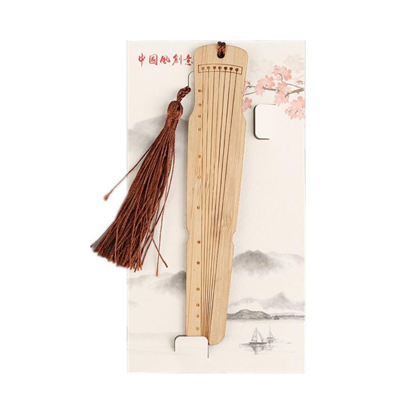 Chinese Style Bass Book Folder Book Clip Bamboo Bookmark Guitar Bookmark Lable - Pipa - Chrysanthemum