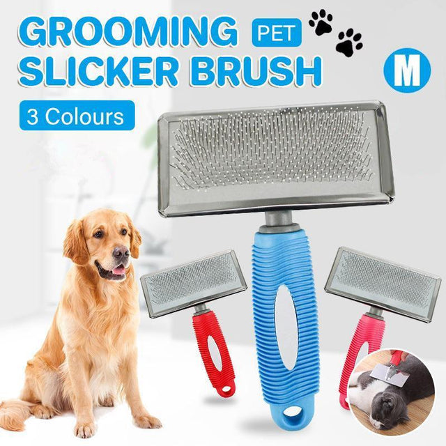 M Size Hair Shedding Trimmer Comb Brush Slicker Undercoat Rake Dog Cat - Pink