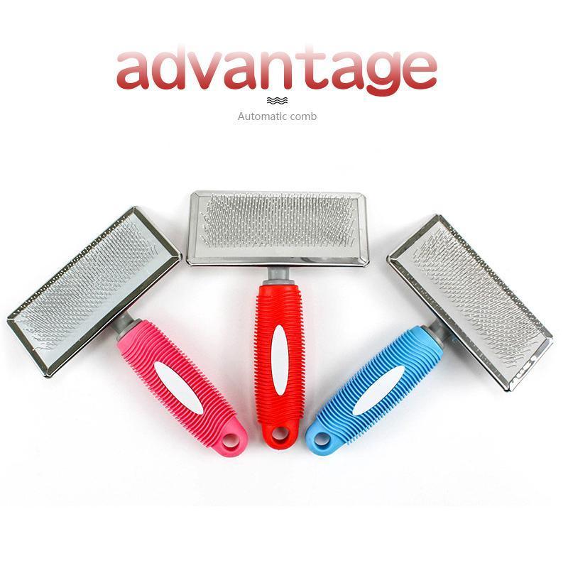 M Size Hair Shedding Grooming Trimmer Comb Brush Slicker Undercoat Rake for Dog Cat - Pink