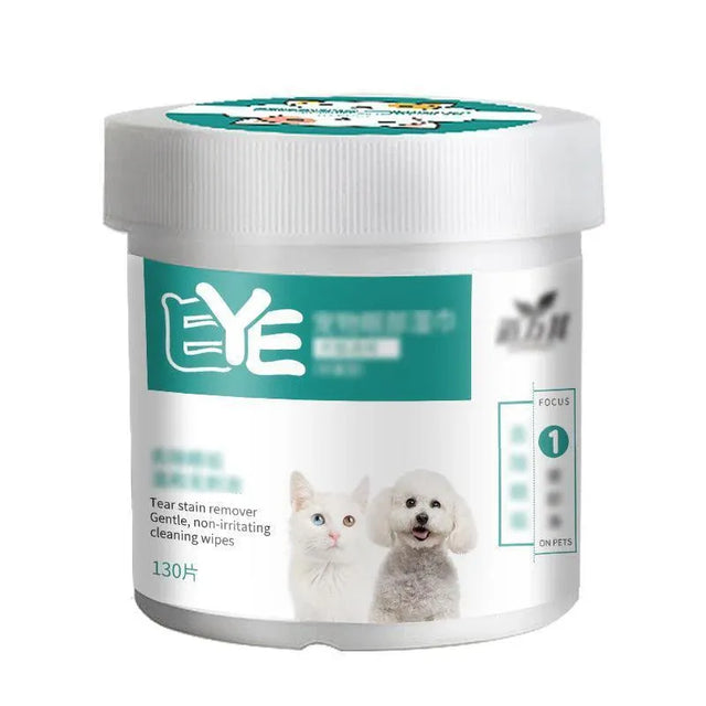 130pcs Wipes Wet Pet Dog Cat Tear Stain Remover Cleaning Paper Wipes - Eye Wipes