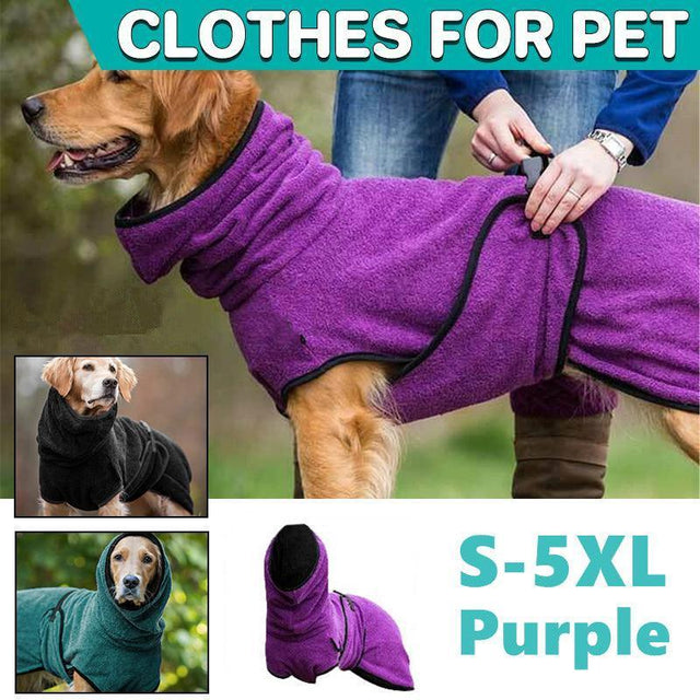 Dog Puppy HoodiesJacket Solid Coat Pet Winter Soft Warm Clothes S 5XL Purple 3XL