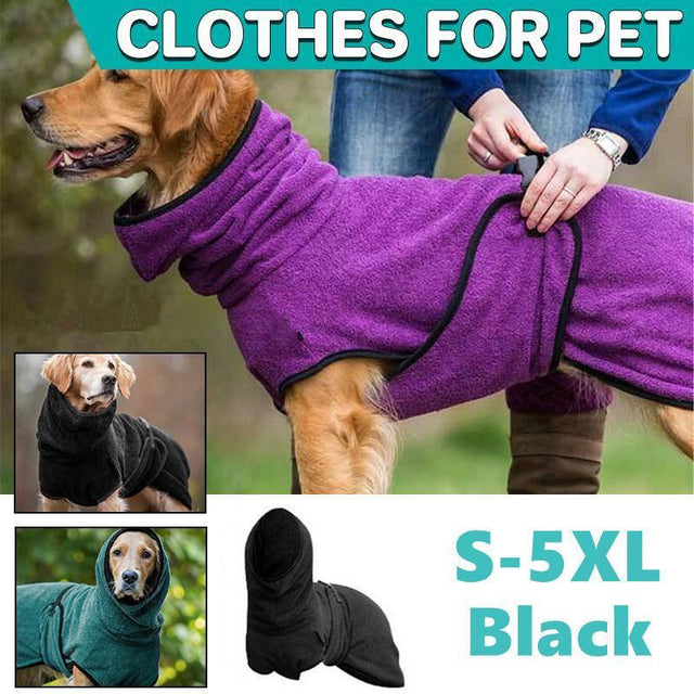 Dog Puppy Hoodies Jacket Solid Coat Pet Winter Soft Warm Clothes S-5XL Black - 3XL
