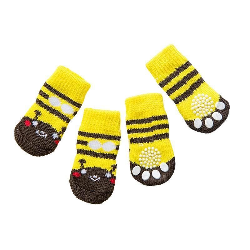 Dog Socks Non-Slip Grip Slip Anti-Slip - Puppy Cat Pet Shoes Slippers M Size - Yellow Kumamoto