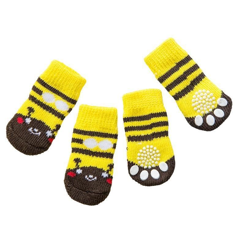 Non Slip Pet Socks for Dogs and Cats Knitted Paw Protector with Grips L Size - Yellow Kumamoto