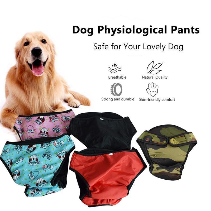 Washable Female Pet Dog Cat Nappy Diaper Physiological Pants Panties Underwear Red - S
