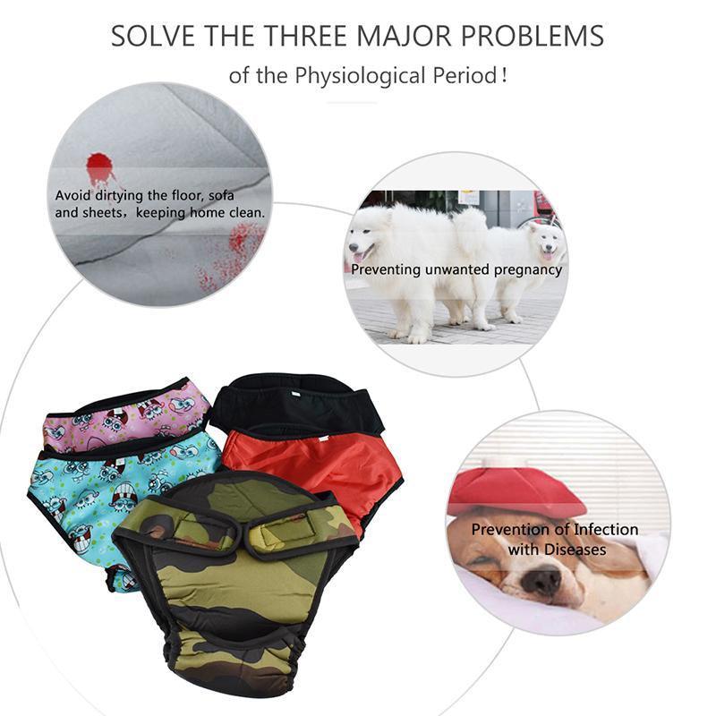 Washable Female Pet Dog Cat Nappy Diaper Physiological Pants Panties Underwear Red - S