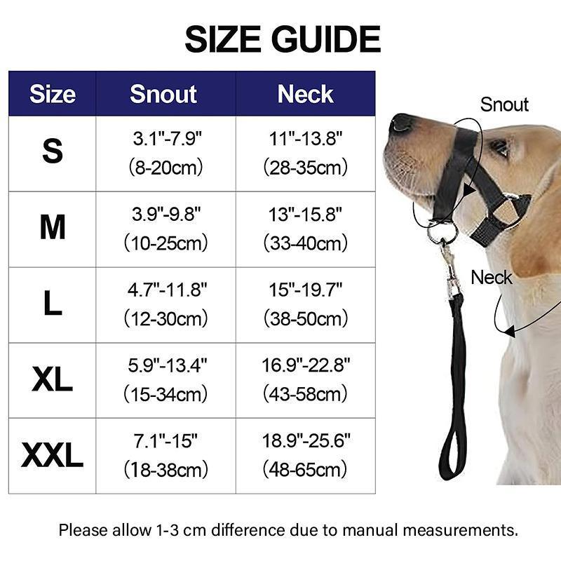 Black Dog Training Head Collar Halter Stop Pulling Training Tool Harness Strap Leader - XL