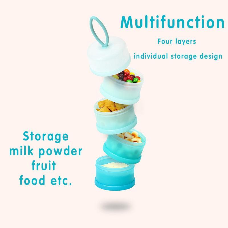 4-Layer Milk Powder Dispenser Bottle Container Food Storage Box Portable Stackable - Blue