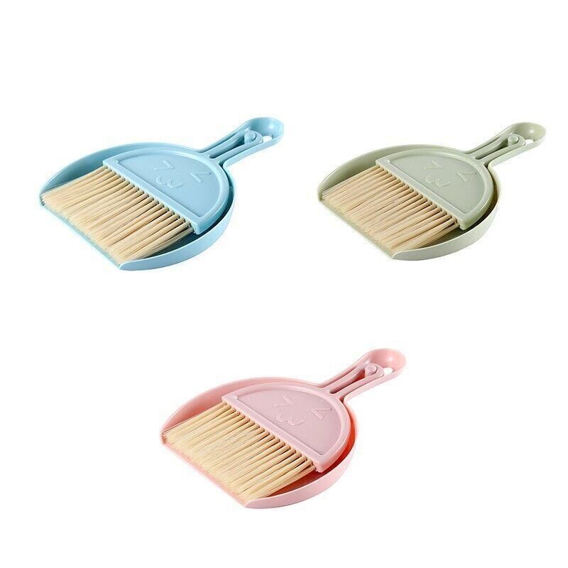 Mini Desktop Sweep Cleaning Brush Keyboard Brush Small Broom Dustpan Set - Pink