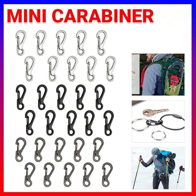 10X Mini Alloy Carabiner Keychain Durable Snap Spring Clip Hook - Black