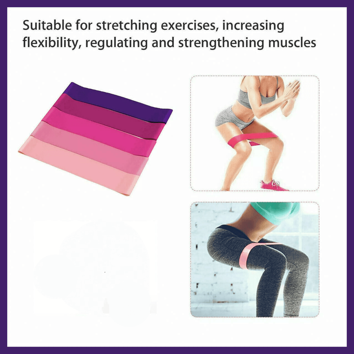 Exercise Resistance Bands Loop Power Strength Training Fitness Yoga Pilates Gym - Light Pink (600*50*0.4MM)