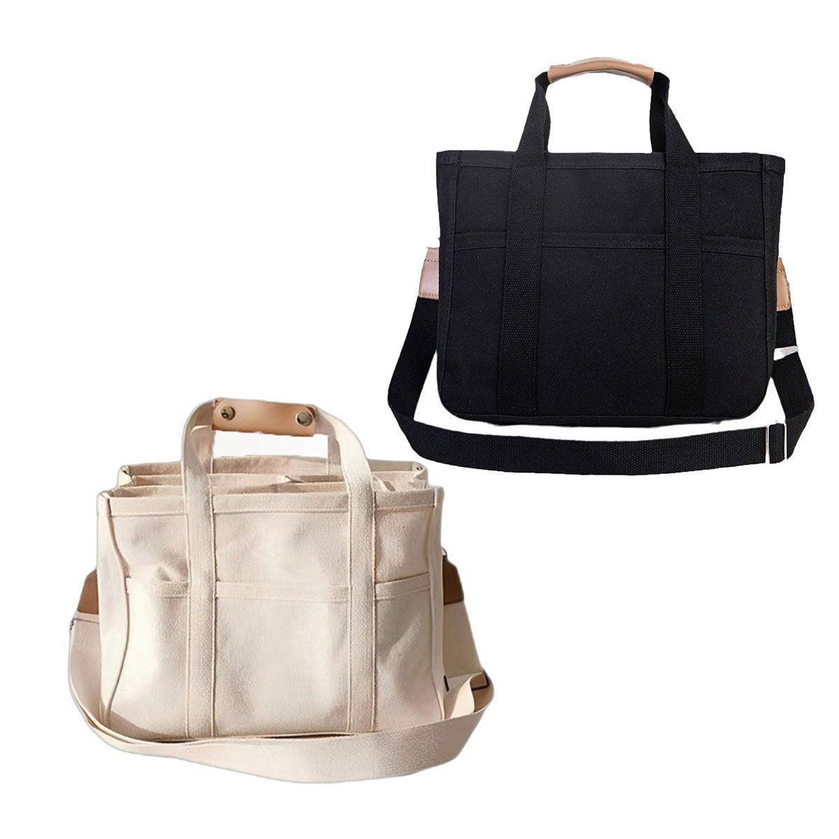 Stylish Multifunctional Mummy Bag Canvas Shoulder Crossbody Handheld Tote Beige
