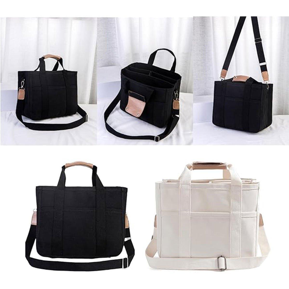 Stylish Multifunctional Mummy Bag Canvas Shoulder Crossbody Handheld Tote Beige