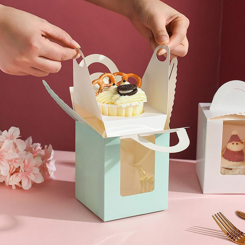 50 Pack Premium Cupcake Boxes with Window Thickened Cardboard Muffin Holders - Black