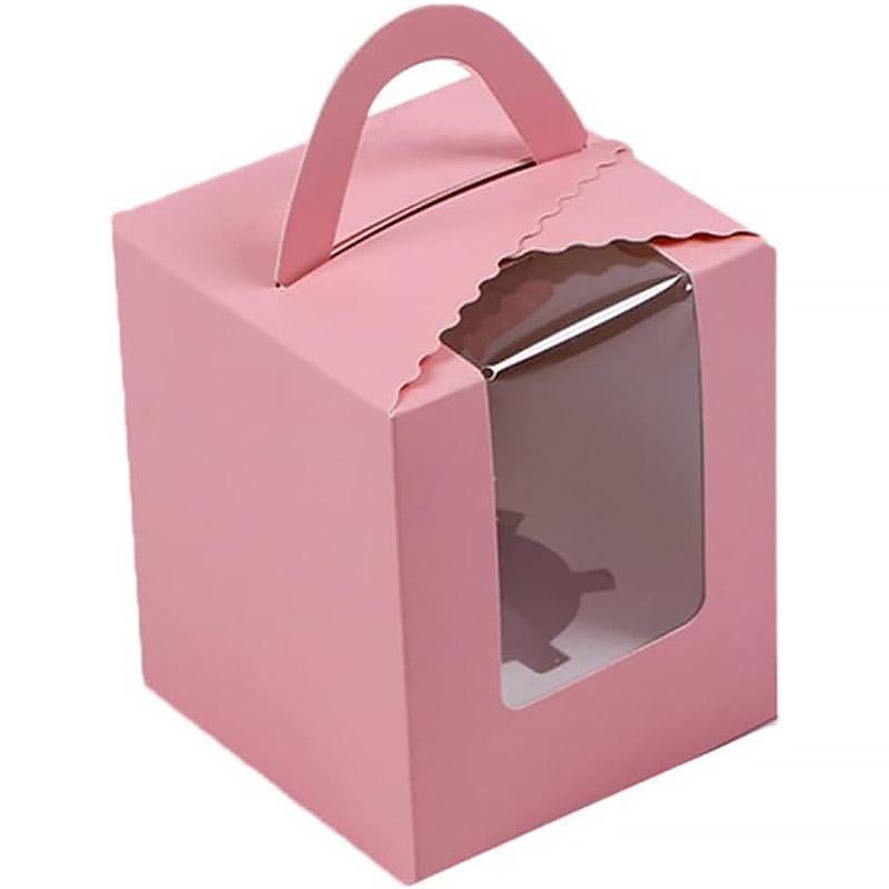 50 Pack Premium Cupcake Boxes with Window Thickened Cardboard Muffin Holders - Black