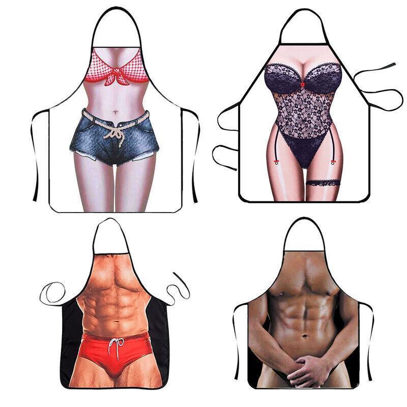 Funny Adult Men Women Novelty Aprons Party Game Cooking Kitchen BBQ Baking - Muscle Pants