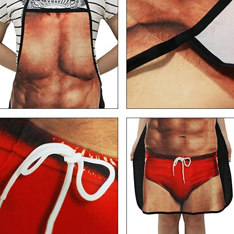 Funny Adult Men Women Novelty Aprons Party Game Cooking Kitchen BBQ Baking - Muscle Pants