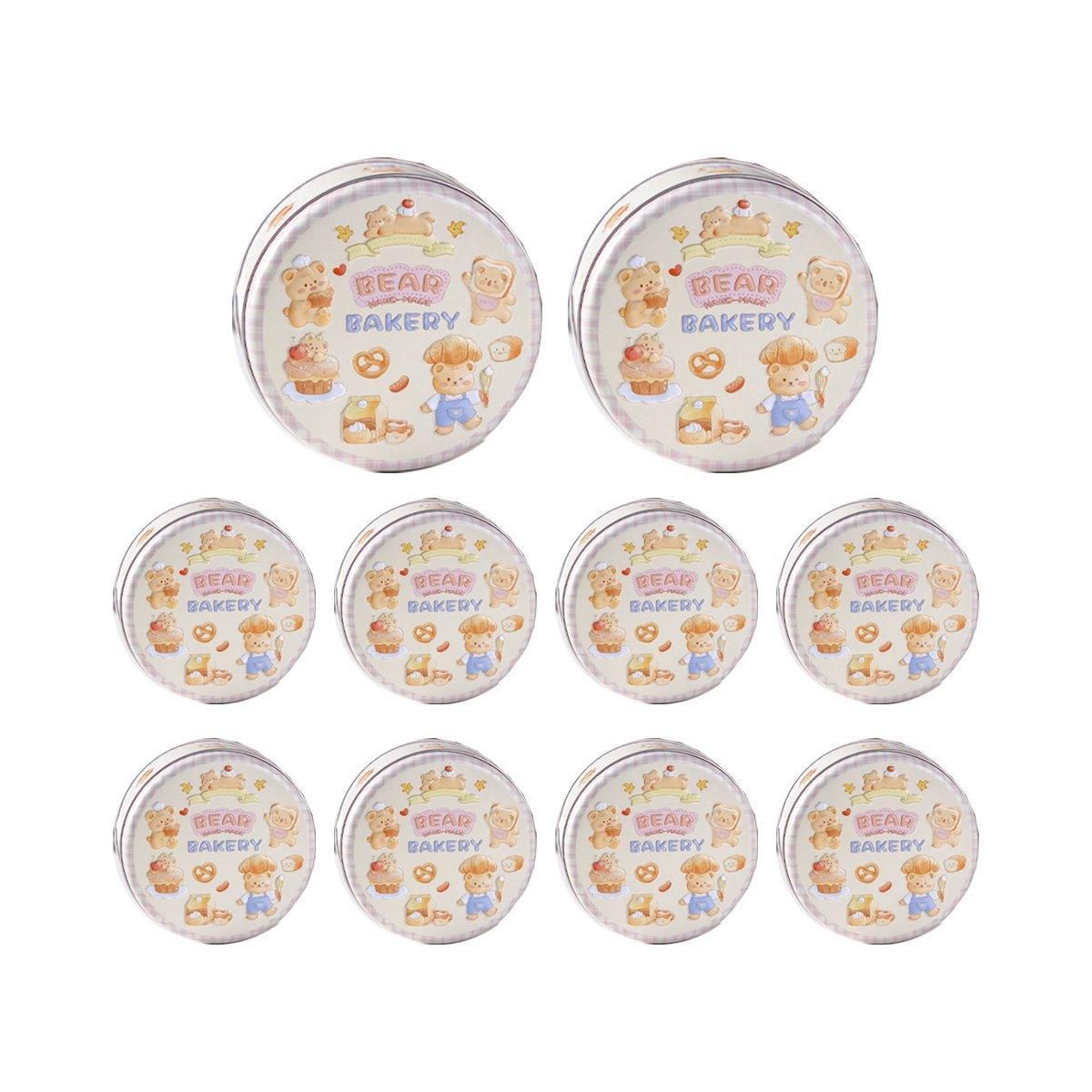 10PCS Cookie Tin Box Metal Biscuit Candy Dragon Year Baking Bread Bear bump