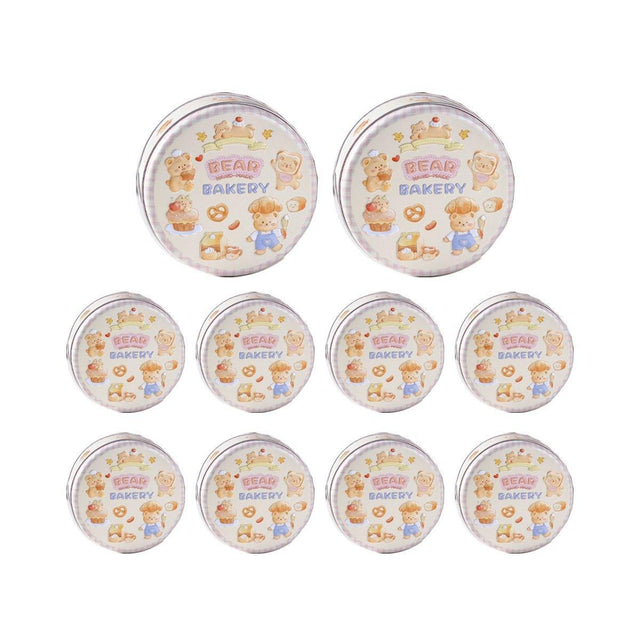 10PCS Cookie Tin Box Metal Biscuit Gift Box Candy Packaging Dragon Year Baking - Bread Bear (bump)