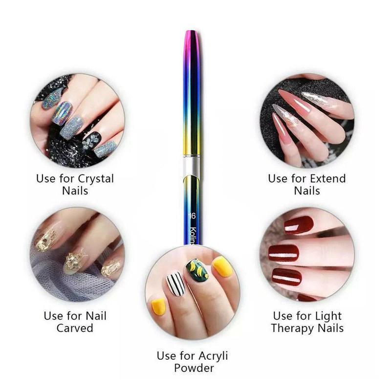 Kolinsky Acrylic Nail Art Brush Manicure Powder Professional Tools Size 2-18 - 6#