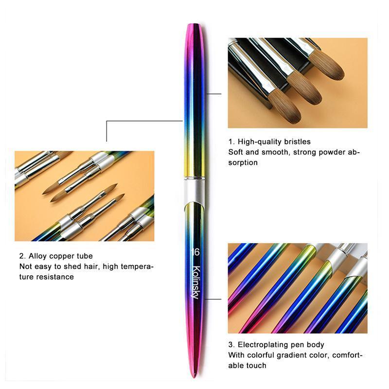 Kolinsky Acrylic Nail Art Brush Manicure Powder Professional Tools Size 2-18 - 8#