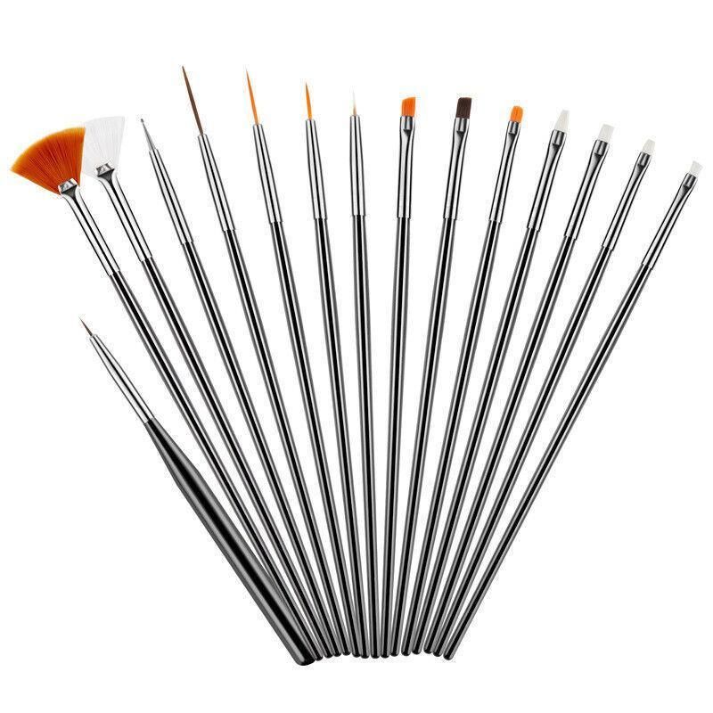 Nail Art Design Brushes Dotting Pen Tool Set Painting Uv Gel Drawing Brush 15Pcs - Pink
