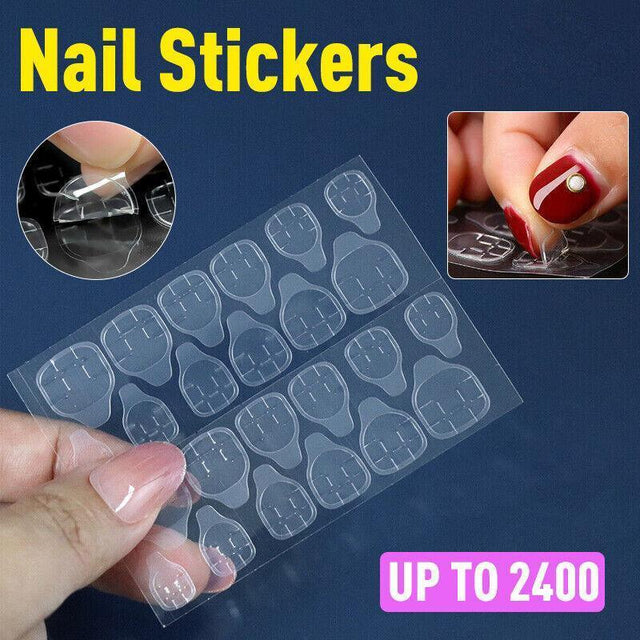24 2400PCS Double Sided Adhesive Press Nail Stickers Clear Tape 5PCS (120xNail