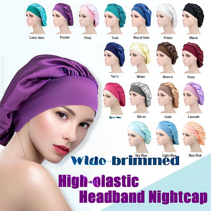 Sleeping Bonnet Hair Wrap Silk Satin Cap Women Elastic Night Soft Hat Headwear - Light Blue