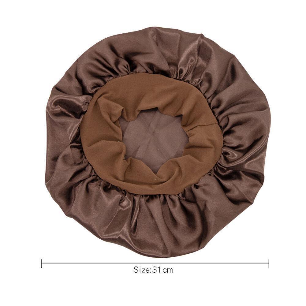 Sleeping Bonnet Hair Wrap Silk Satin Cap Women Elastic Night Soft Hat Headwear - Light Blue