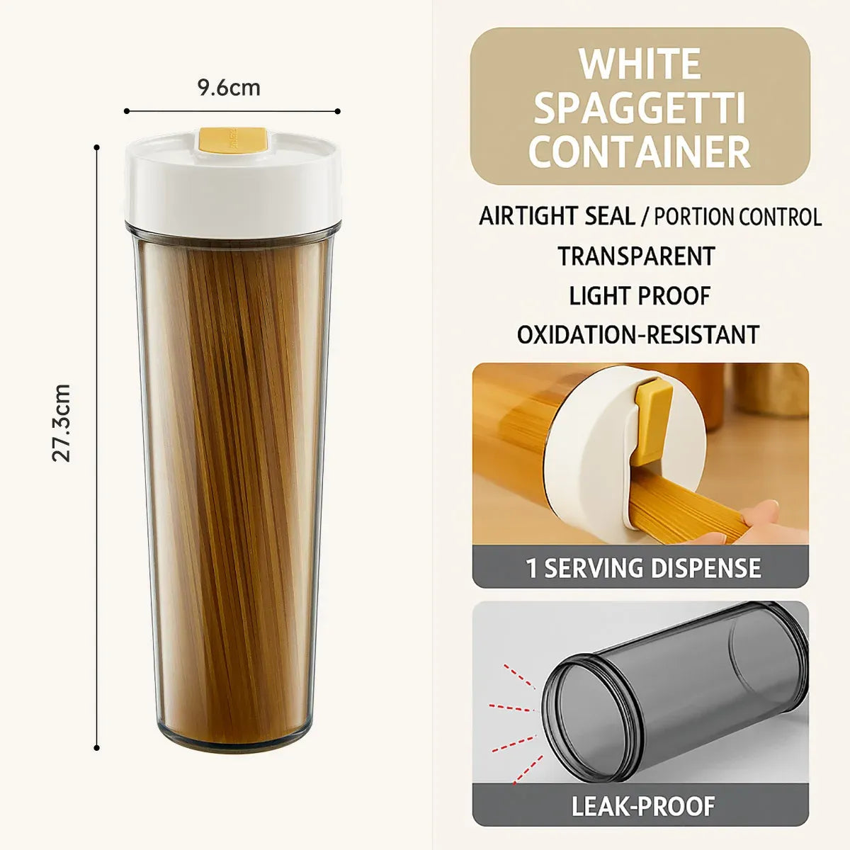 Noodle Storage Box Storage Storage Cylinder Kitchen Noodle Container Airtight - White