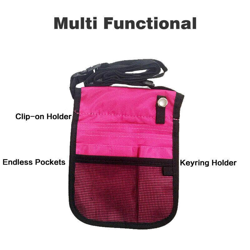 Nurse Pouch Waist Bag Medical Tool Organizer Pocket Belt with Keyring - Light Blue