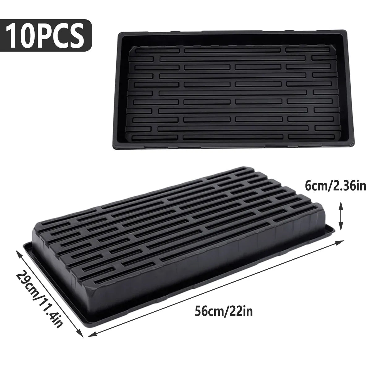 10pcs Garden Black Plastic Rectangle Plant Seedling Propagation Seeding Tray
