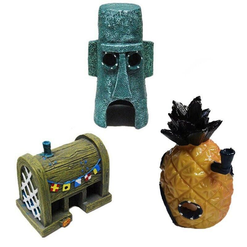 For Alien Spongebob Pineapple House Hole Fish Tank Decoration Aquarium Ornament