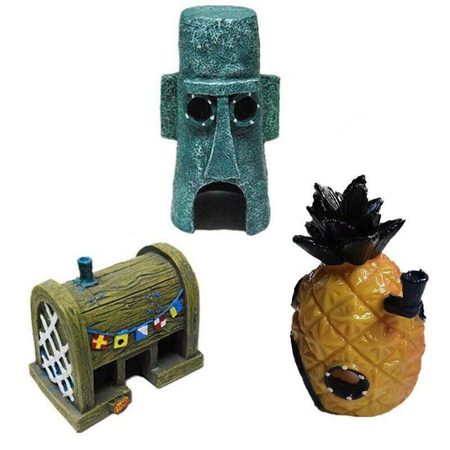 For Alien Spongebob Pineapple House Hole Fish Tank Decoration Aquarium Ornament