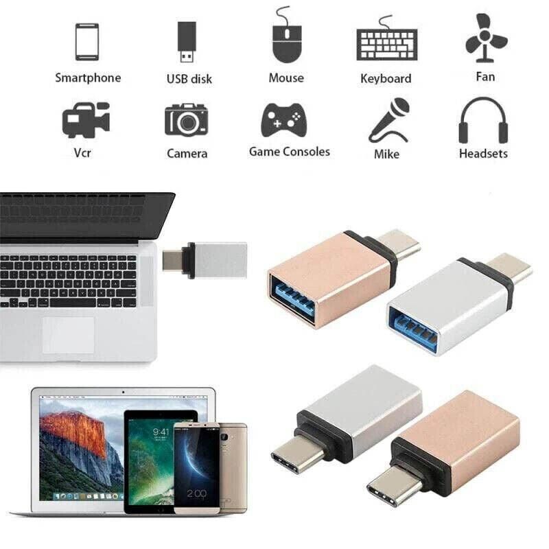 USB Type-C to USB 3.0 Adapter OTG Converter for Phone Tablet Laptop - Black