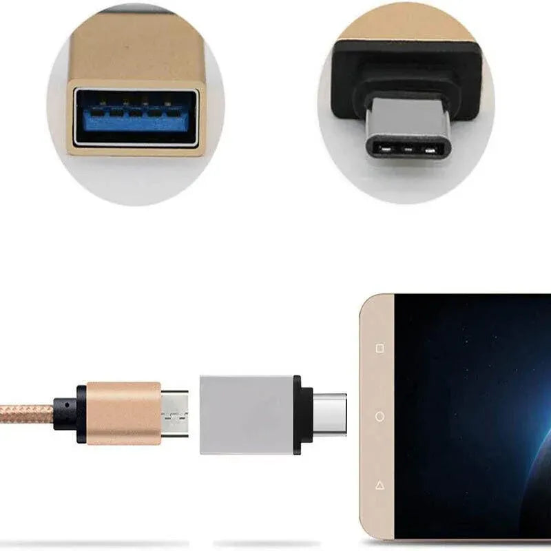 USB Type-C to USB 3.0 Adapter OTG Converter for Phone Tablet Laptop - Rose Gold