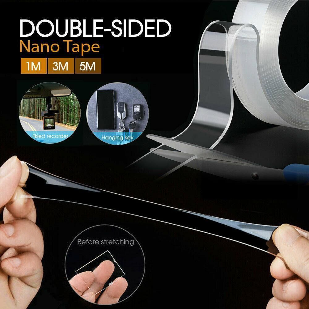 Double Sided Nano Tape Transparent Reusable Adhesive Gel Grip for Home Office - 3cm*1m*1mm (1 Unit)