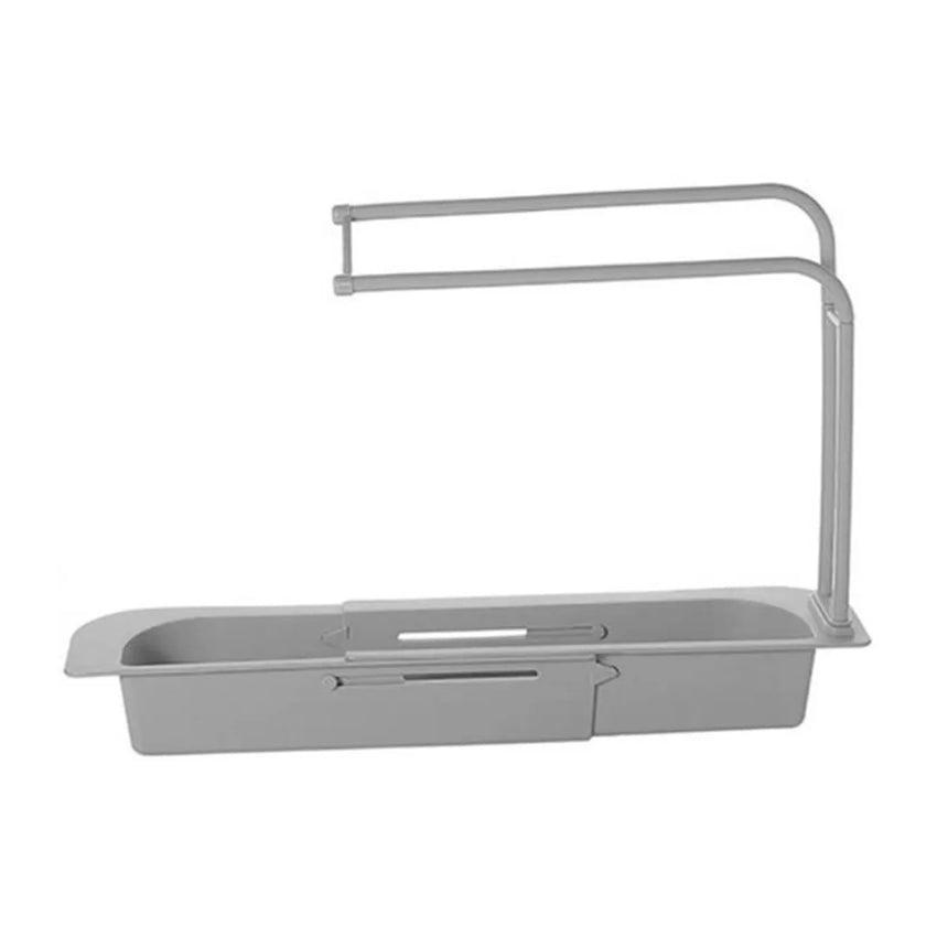 Telescopic Sink Rack Holder Expandable Storage Drain Basket Home Kitchen Kit - White