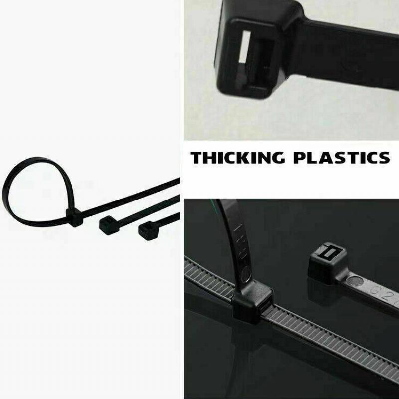 250X Cable Ties Zip Ties Nylon UV Stabilised Black Cable Tie - 4.8*350mm