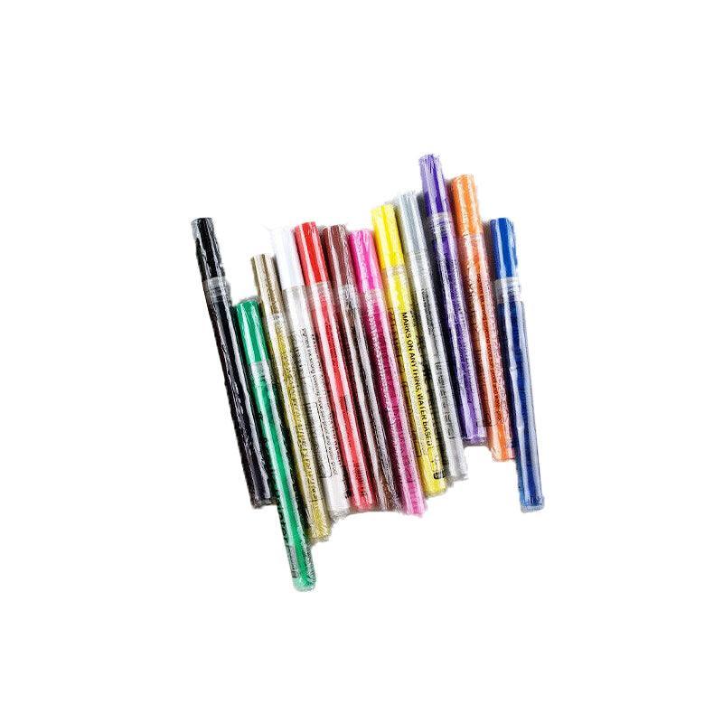 Flysea 12-80 Colours Acrylic Paint Pens Painting Stone Ceramic Glass Markers 0.7 - Black*3+White*3 Set