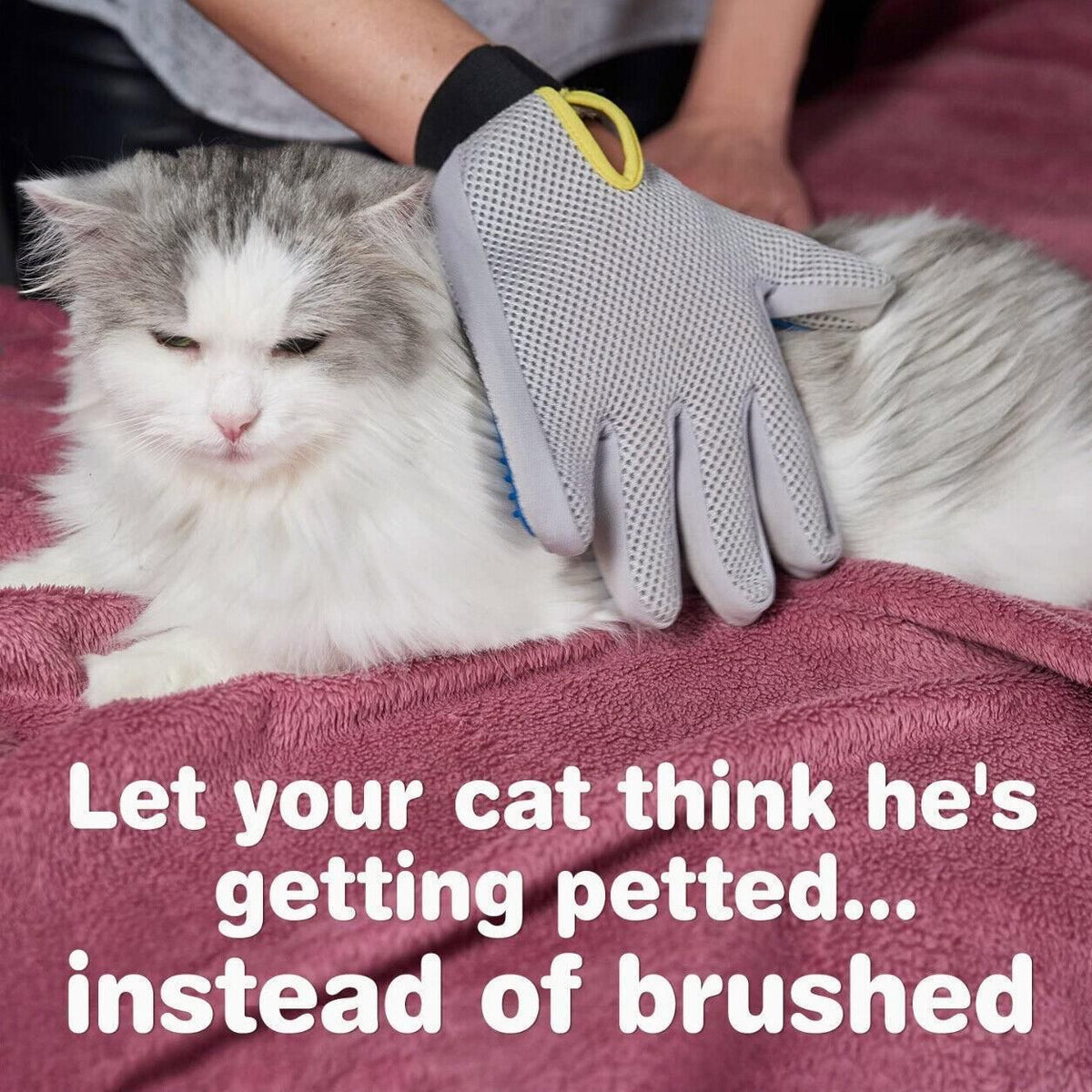 Pet Dog Cat Massage Hair Removal Grooming Comb Touch Cleaning Brush Magic Glove - Pink Right Hand